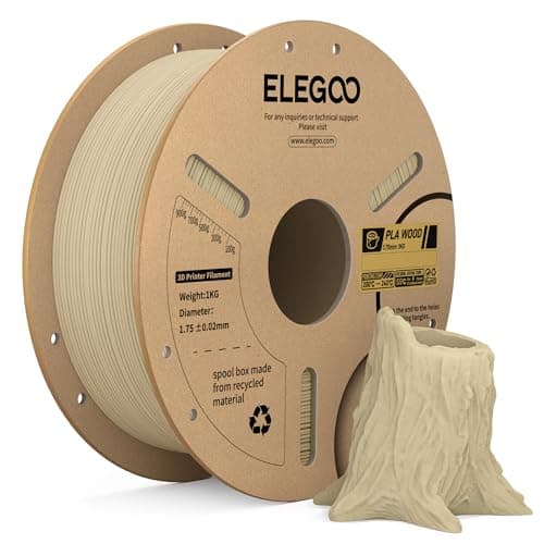 Image of ELEGOO Wood PLA Filament 1.75mm Tan Birch 1KG, Real Wood Flour Added 3D Printer Filament, 1kg Spool(2.2lbs) Fits for Most FDM 3D Printers
