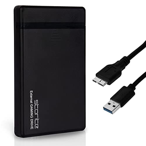 Image of Storite External Hard Drive USB 3.0 Lightweight & Ultrafast 1TB Portable Hardisk Data backup/storage Gaming & Memory Expansion Harddrive 2.5" HDD For Laptop PC Desktop PS3 PS4 Games (Black)