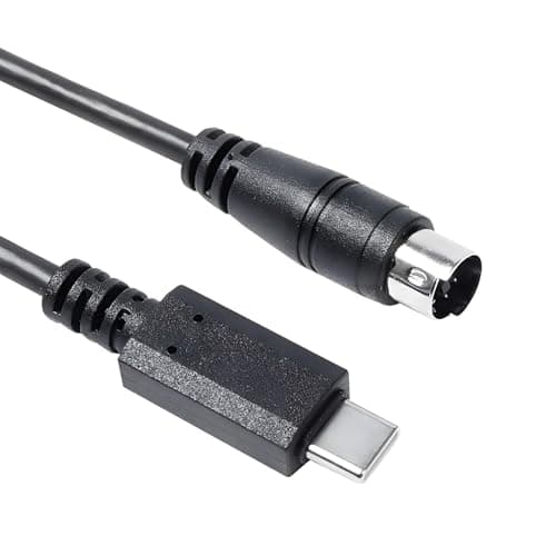 Image of USB-C to Mini-Din 7 Pin Male Cable Compatible with IK Multimedia iRigSeries, Compatible with HD, HD-A, Keys, I/O 25, I/O49, MIDI 2, Pro, Pro Duo, Pro Duo I/O, Pro I/O, Stream (USB-C to Min Din, 1M)