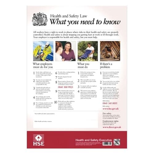 Image of Health and Safety Law Poster 2026 - HSE Poster (A3 Laminated Office Sign) - Easy-to-Read Workplace Information Display - Durable Safety Sign for Office, Warehouse & Site Use UK