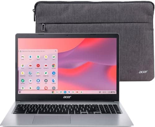 Image of acer Chromebook 315 15.6 HD Laptop, Intel Celeron N4020, 4GB RAM, 64GB eMMC, Chrome OS + Protective Sleeve, Silver