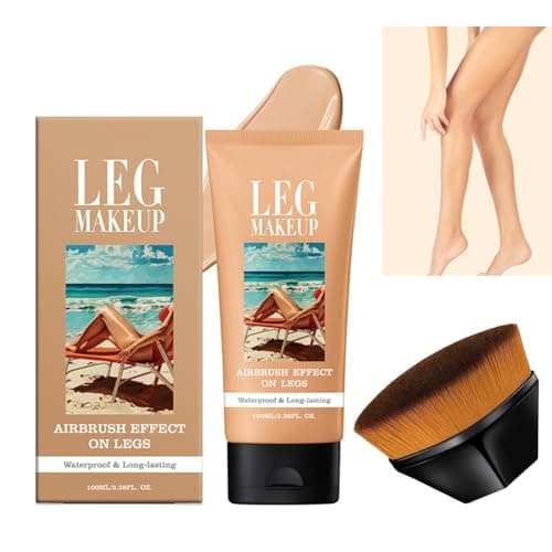 Image of Waterproof Leg Makeup Cream, No Transfer Tattoo Cover Up&Scar Concealer, Long Lasting Body Foundation for Flawless Skin, Leg Varicose Vein Cover Up, Suitable All Skin Tones（With Brush）