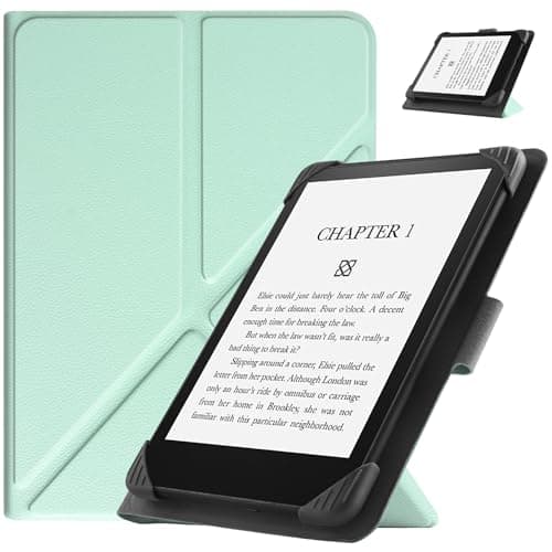 Image of HGWALP Universal Case for 6.8 Inch 7 Inch eReaders, Slim PU Folio Case Cover with Stand Compatible with 6.8 Inch 7 Inch Kindle Paperwhite/Kobo/Voyaga/Lenovo/Sony E-Readers-Green