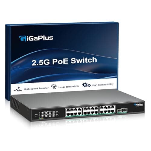 Image of GigaPlus 2.5G PoE Switch - 26 Port, 24*2.5G Base-T, 2*10G SFP+, 802.3af/at (PoE+), 160Gbps Switching Capacity, for 2.5Gb NAS/PC, WiFi6 Router, Wireless AP