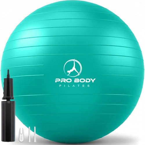 Image of ProBody Pilates Exercise Ball, Multiple Sizes Gym Grade Yoga Ball for Pregnancy, Fitness, Balance, Workout at Home, Office and Physical Therapy (Aqua, 65 cm)