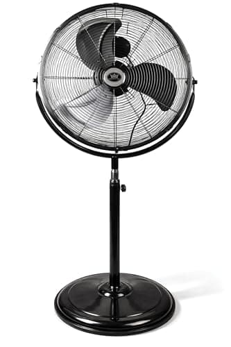 Image of Prem-i-air 20" Industrial High Velocity Floor Fan – 3 Speed Stand Fan with 360° Adjustable Head, Powerful Cooling & Heavy Duty Base for Home, Office, Gym or Garage