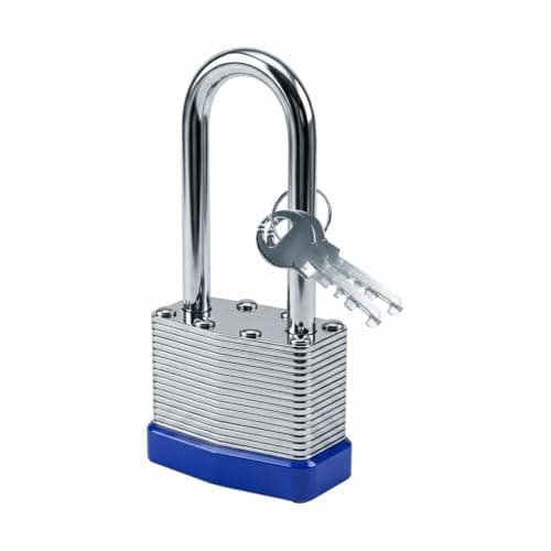 Image of Laminated 40MM Long Shackle Keyed Padlock Heavy Duty Weatherproof Lock Outdoor Security Steel Padlock Keyed Alike Garage Shed Fence Gate Lock Wide Body 2 Keys (Pack of 1)