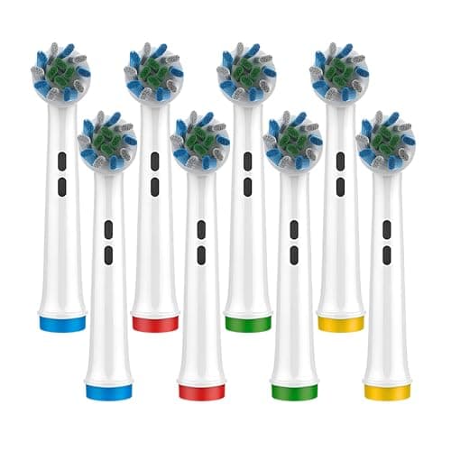 Image of 8 Pack Cross Clean Replacement Heads Compatible with Braun Oral B Electric Toothbrush - Replacement Brush Heads for Most Braun Oral B Toothbrushes