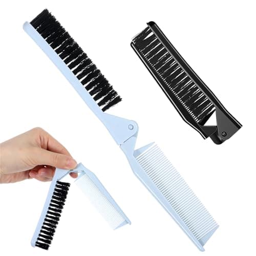 Image of Nogeqi 2 Pcs Portable Travel Comb, Foldable Comb With Bristles, Dual Headed Folding Combs for Pocket All Hair Type Hairdressing Men Slick Back Women Purse Gym