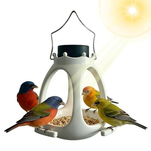 Image of Bird House with Solar Light, Decorative Feeder for Outdoor – for Decorative Birds, Patio, Tit, Garden, Sparrows, Goldfinches