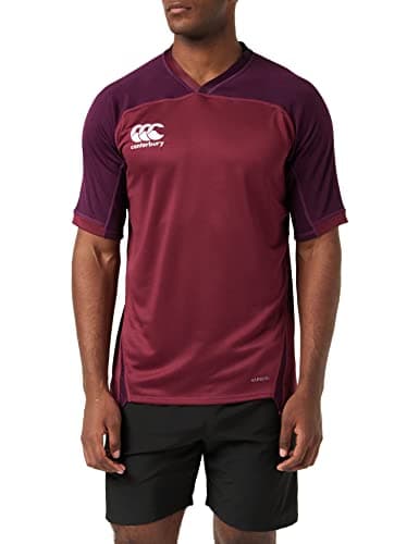 Image of Canterbury Men's VapoDri Evader Hooped Rugby Jersey | VapoDri Technology | Pro Athletic Fit | Durable Technical Rugby Jersey, Maroon, L