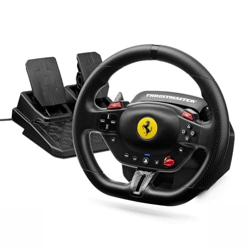 Image of Thrustmaster T98 Ferrari 296 GTB Racing Wheel & Pedals – Official Ferrari Licensed Wheel for PS5, PS4 & PC – Bungee Cord Technology – Manettino Dial with 3 Driving Profiles – Black