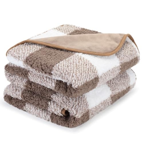 Image of IDOGCHEW Dog Blanket Waterproof Washable Reversible Flannel & Sherpa Pet Throw Dog Blankets for Medium Large Dogs, Protects Sofa Bed, Fluffy Soft Plush Throws 152 x 127 cm (60 x 50 in)