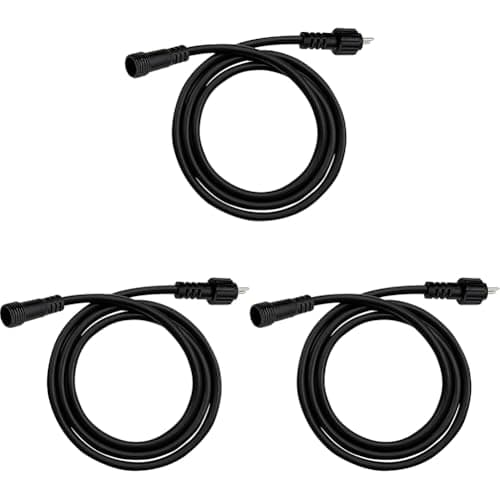 Image of Luceco LED Garden Spike Kit 2 Meter Extension Cable Black (Pack of 3)