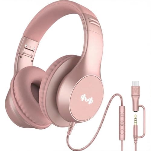 Image of MartiAudio Wired Headphones, Premium Over-Ear Headset with Hi-Fi Stereo Sound, Noise-Isolating Ear Cushions, Lightweight Comfortable Design, Tangle-Free Cable, Ideal for Work, Travel & Dail(Rose Gold)
