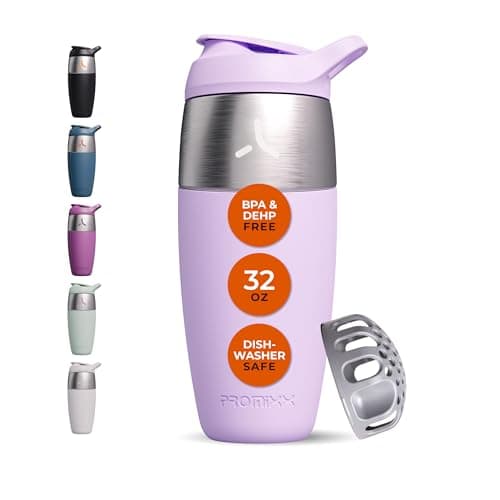 Image of Promixx Pursuit Stainless Steel Shaker Cup – 950ml Metal Protein Shaker Bottle with Snap-Fit Agitator for Smooth Shakes – Leak-Proof, BPA-Free, Dishwasher Safe – Lilac
