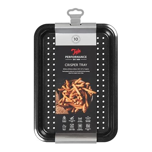 Image of Tala Performance Crisper Baking Tray - Perforated, Non-Stick Professional Gauge Carbon Steel with Eclipse Non-Stick Coating Tray for Roasting, Baking, and Warming Small Portions 28 x 20 x 2.6cm