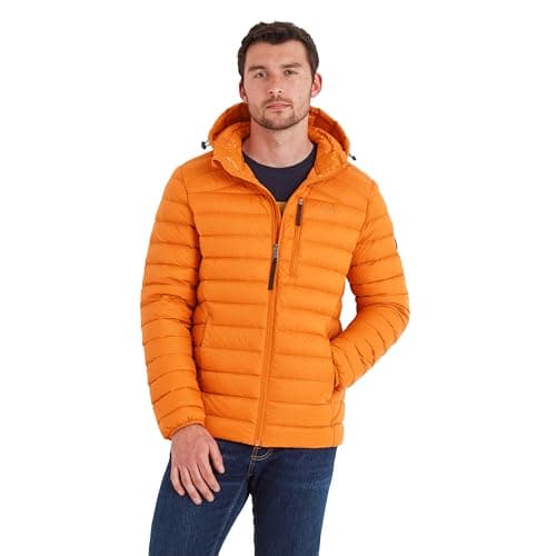 Image of TOG24 North Mens Hooded RDS Certified Down Jacket Ultra Warm 90% Duck Down Superior Insulation Coat With Toggle Adjusters On Hood Pack Away Conveniently Into Chest Pocket & Doubles Up As Travel Pillow