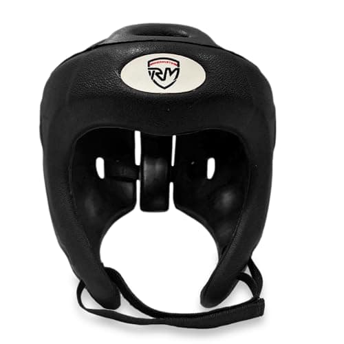 Image of RingMaster HeadGuard Martial Asts Open Face Head Gear Protection Kickboxing Taekwondo (Black, Large - XLarge (Senior))