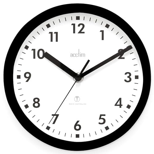 Image of Acctim 74663 Nardo 20cm Radio Controlled Black Wall Clock