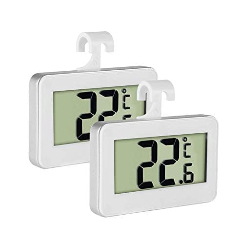 Image of INRIGOROUS Pack of 2 LCD Digital Fridge Freezer Thermometer Monitor with Hanging Hook and Retractable Stand