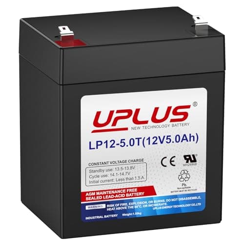 Image of UPLUS 12V 5Ah Battery LP12-5.0T SLA 4.5Ah Replacement Rechargeable Backup Batteries with F1 Terminal for UPS, Ride on cars, Security Systems, Burglar Alarms, Speaker