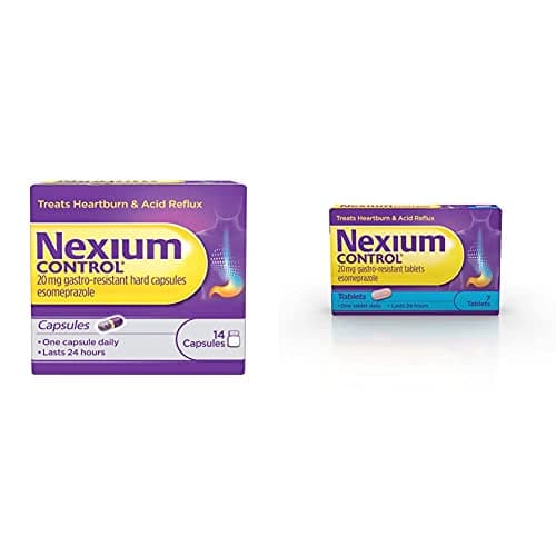Image of Nexium Control Heartburn and Acid Reflux Relief Capsules, 20mg, 14 Count & Control Heartburn and Acid Reflux Relief Tablets, 20mg Gastro-Resistant Esomeprazole Tablets, 7 Count