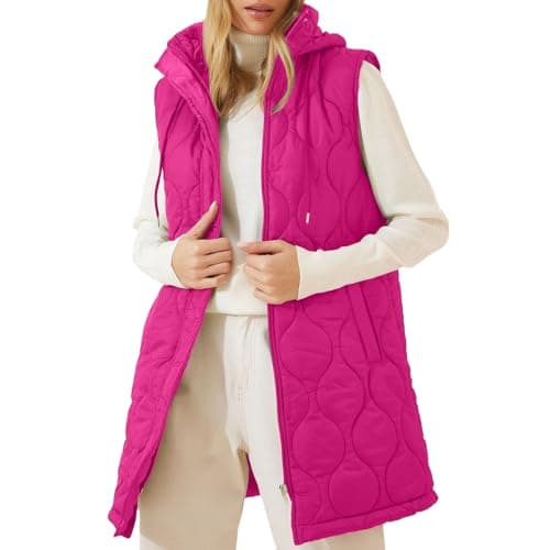 Image of Teddy Gilet for Women UK Puffer Jackets Longline Warm Gilets Lightweight Cozy Padded Jacket Hoodies Casual Comfy Packable Zipper Coats Transitional Quilted Waistcoat Lined for Autumn Winter UK