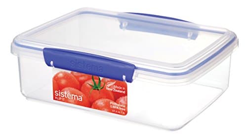 Image of Sistema KLIP IT Food Storage Container Clear with Blue Clips 2 Litre