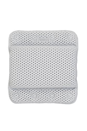 Image of Croydex Teviot Padded Bath Pillow with Slip-Resistant Non Slip Suction Cups, PVC Material and Drainage Holes, Comfortable Pressure Relief Design in White