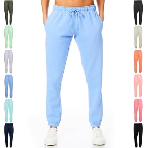 Image of Light & Shade Women's Fleece Joggers with Drawstring Waist Tapered Tracksuit Bottoms Soft Cotton Blend Sweatpants for Gym & Loungewear (Purple, M)