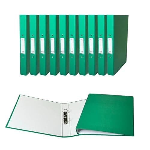 Image of Pack of 10 A4 Green Paper Over Board Ring Binders by Janrax