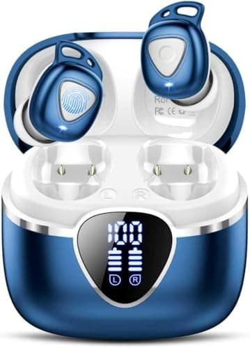 Image of Wireless Earbuds, 2026 Bluetooth 5.4 Earphones in Ear with HiFi Stereo Deep Bass, Bluetooth Earbuds with 4 ENC Noise Cancelling Mic, 40H Clear Calls Wireless Earphones, IP7 Waterproof Dual LED Display