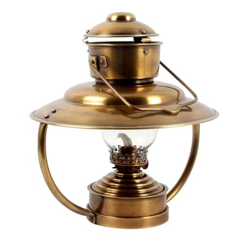 Image of Antique Brass Trawler Lamp Nautical Hanging Oil Lamp 10" Brass Lantern Maritime Decor Gift