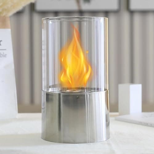 Image of JHY DESIGN Stainless Steel Tabletop Fireplace 29cm High Fire Bowl Pot Fire Pit for Indoor Outdoor Yard Living Room Garden
