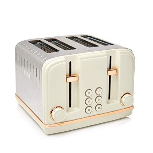 Image of Haden Salcombe Cream Toaster 4 Slice - 6 Adjustable Browning Levels - Stainless Steel Housing - Defrost/Cancel/Reheat Functions - Self-centering Function - Easy to Use and Clean - 1900-2300W