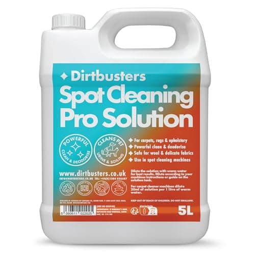 Image of Dirtbusters Spot Cleaning Solution Carpet Cleaner Shampoo (5L) Deep Cleaning Treatment To Clean, Neutralise Odours & Remove Stains, Safe For Wool And Delicate Fabrics