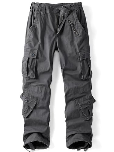 Image of AKARMY Womens Cargo Pants Camo Outdoor Casual Ripstop Military Combat Work Pants with 9 Pockets Grey 6