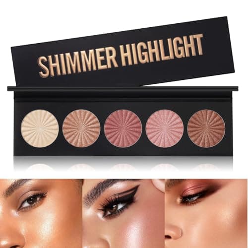 Image of KARLOR Face Highlighter palette, 5 colors Highlighter Contour makeup champagne golden bronzer pink Highlighter Pearl Shimmer Glitter high-gloss Highlighter powder eye shadow palette