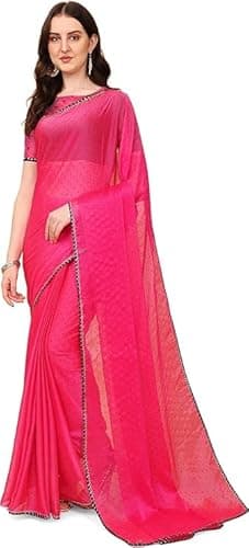 Image of Accessorize Kingdom Womens Woven Tussar Silk Saree (pink, Free Size)