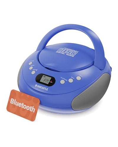 Image of OAKCASTLE CD250 (Blue) | Portable Bluetooth CD Boombox with FM radio | CD, CD-R, CD-RW | 30 Presets | Easy Controls, LED Display & Headphone Jack