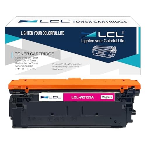 Image of LCL W2123A WITH CHIP Toner Cartridge Replacement for HP 212A W2123A for HP color laserjet enterprise M554 M554dn M555dn M555x MFP M578 M578f M578dn M578c M578z Printer (1 Magenta)