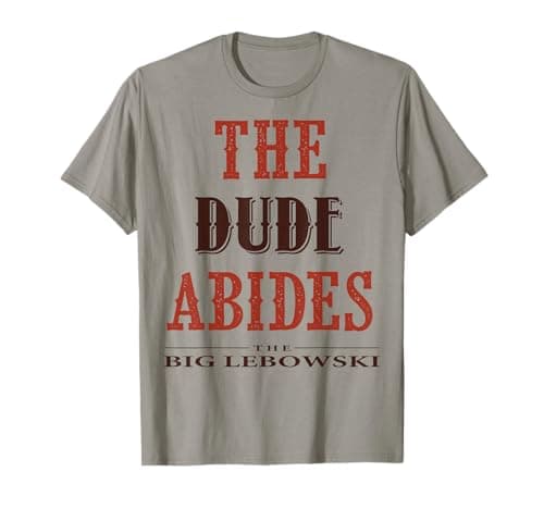 Image of The Big Lebowski The Dude Abides Word Stack Logo T-Shirt