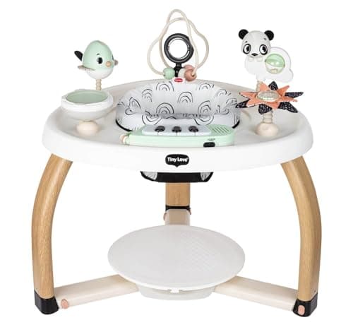 Image of Tiny Love 5-in-1 Here I Grow Stationary Activity Center, Entertainer, Baby and Toddler, 20 Activities, 5 modes of use, 6 Developmental Toys, 0m+, Black & White Décor