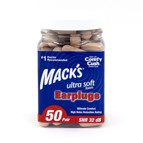 Image of Mack's Ultra Soft Foam Earplugs, 50 Pair - SNR 32 dB Highest NRR, Comfortable Ear Plugs for Sleeping, Snoring, Travel, Concerts, Studying, Loud Noise, Work | Made in USA