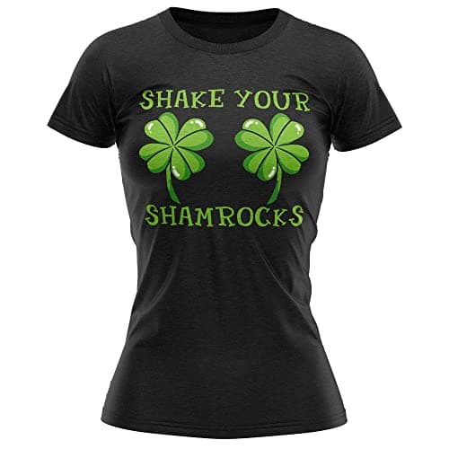 Image of Shake Your Shamrocks T Shirt Womens St Patricks Day Irish Paddys Day Ireland Top Tee, S, Black