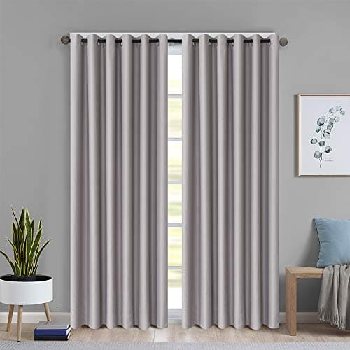 Image of ROOEE Insulated Heavy Thick Thermal Blackout Curtains Eyelet Ring Top Pair – Ideal for Living Room, Bedroom, Guest Room and Kids Bedroom (Silver, 46" Wide x 54" Drop)