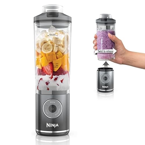 Image of Ninja Blast Max Portable Blender - Twist & Go Personal Blender, Smoothie Maker, Ice Crusher, 3 Programs, Cordless, 22 oz Removable Vessel, Dishwasher Safe, Leakproof, Grey, BC251GY