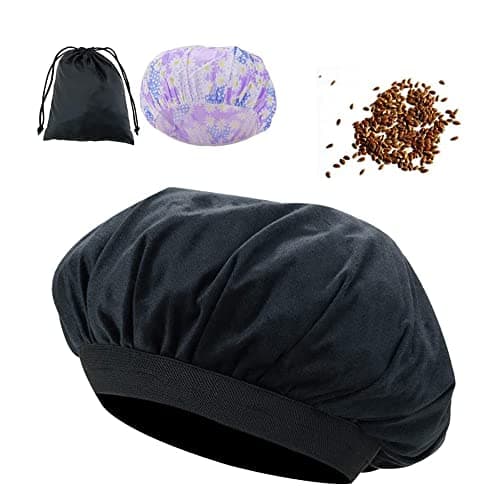 Image of Locisne Removable Flaxseed Deep Conditioning Heat Cap Microwavable Steam Heated Hat Cap for Regular Deep Damaged Hair Conditioners Hydrate Moisturize Condition Treatment