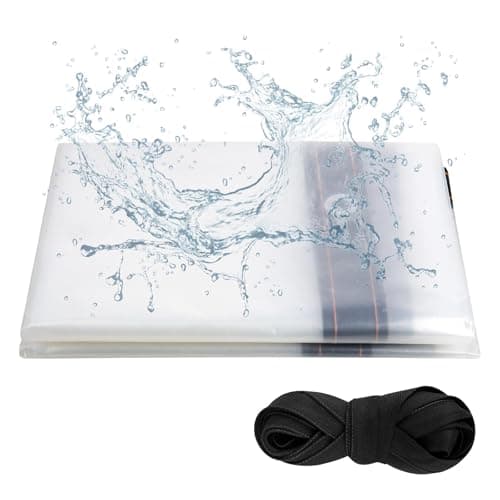 Image of Clear Tarpaulin Waterproof Heavy Duty 3m x 3m Transparent tarpaulin Sheet, Transparent PVC Clear Tarpaulin with Eyelets and Rope, Waterproof tarpaulins for Home Garden Outdoor Camping Caravan